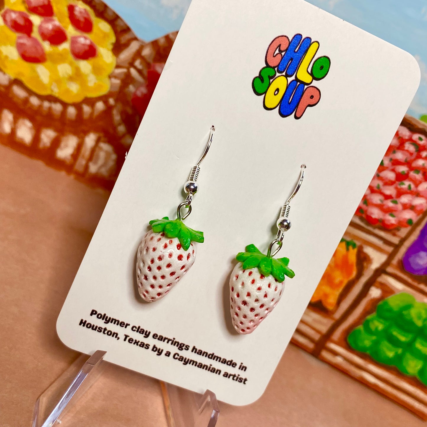 White Strawberry Earrings