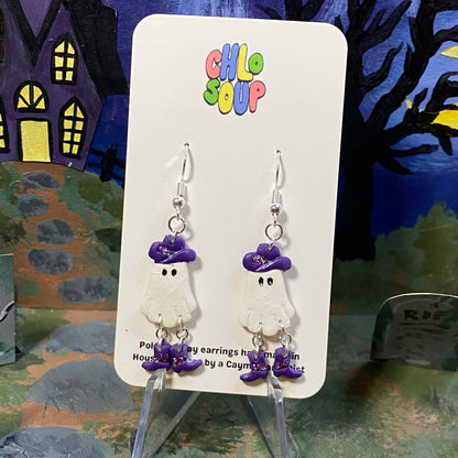 Purple Dancing Cowboy Ghost Earrings