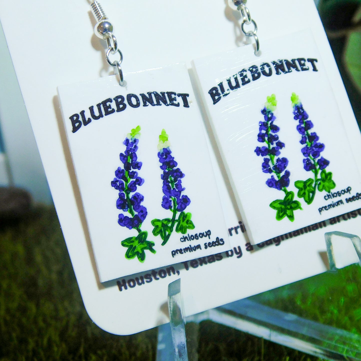 Bluebonnet Seed Packet Earrings