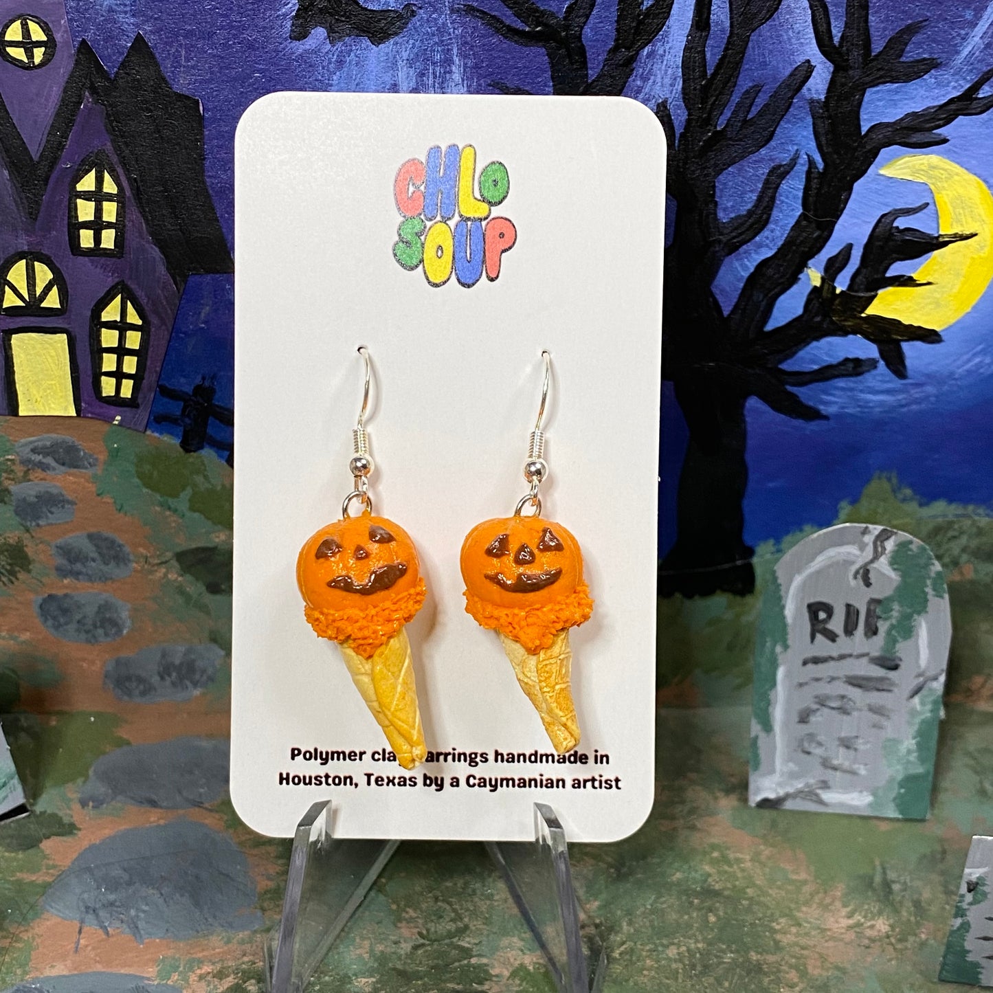 Pumpkin Ice Cream Cone Earrings