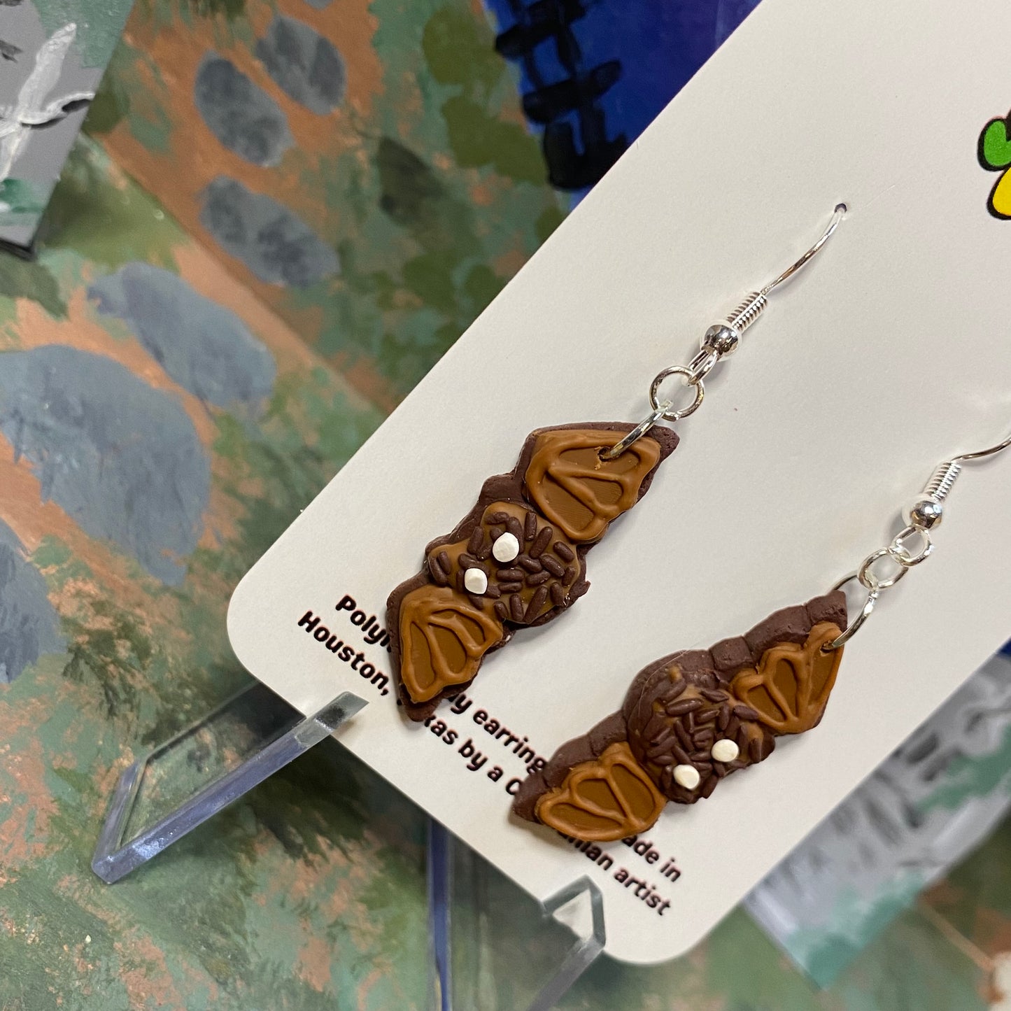 Chocolate Bat Cookie Earrings