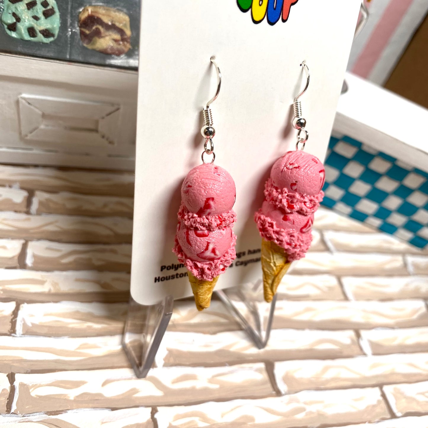 Double Scoop Strawberry Ice Cream Earrings