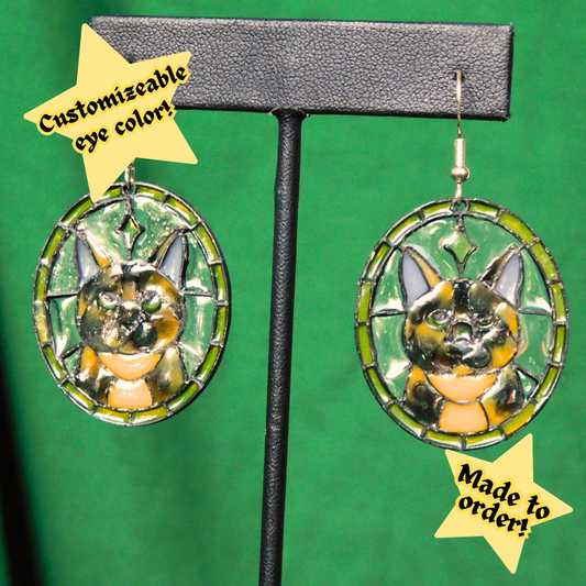 Tortie - Cat 'Stained Glass' Earrings