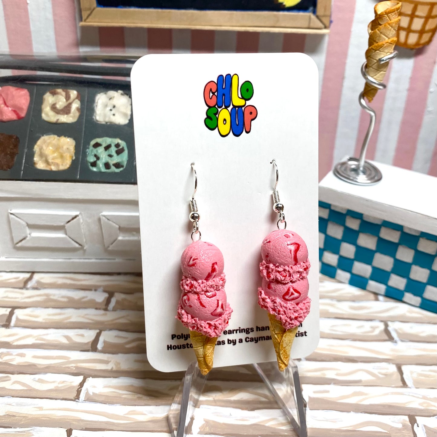 Double Scoop Strawberry Ice Cream Earrings