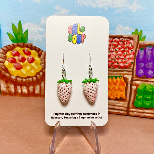 White Strawberry Earrings