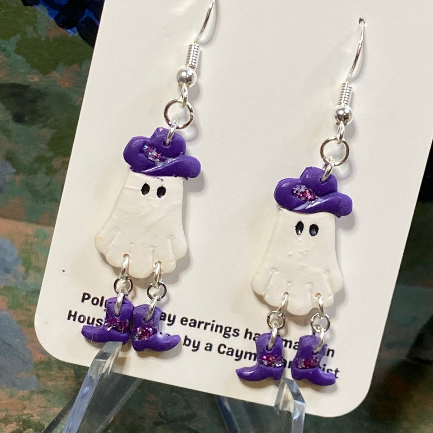 Purple Dancing Cowboy Ghost Earrings