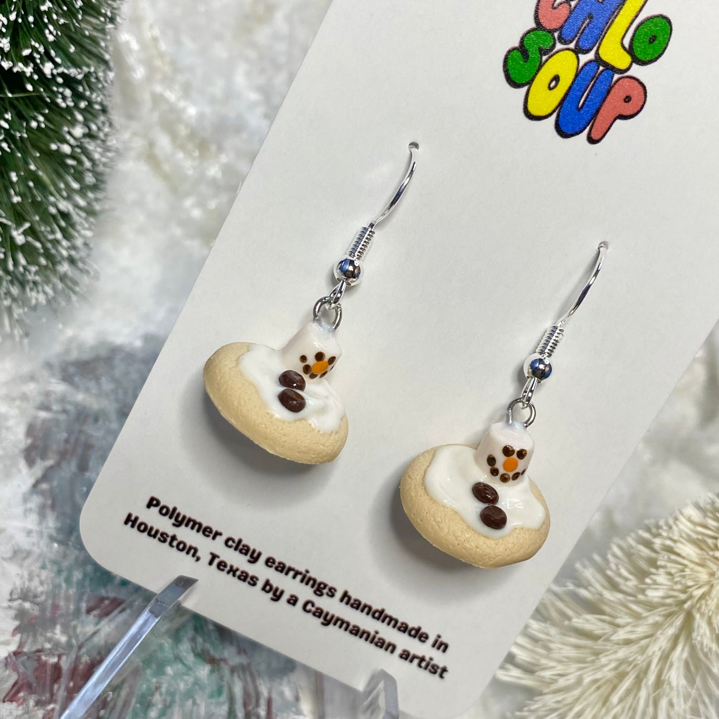 Melted Snowman Cookie Earrings