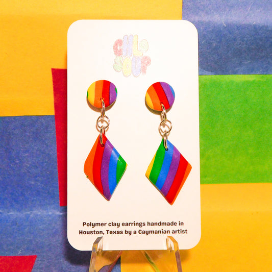 Diamond Rainbow Slab Earrings