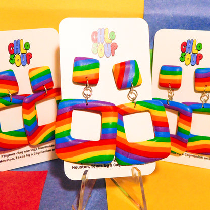 Square Rainbow Slab Earrings