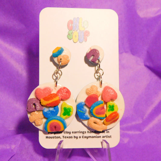 Round Lucky Charms Slab Earrings