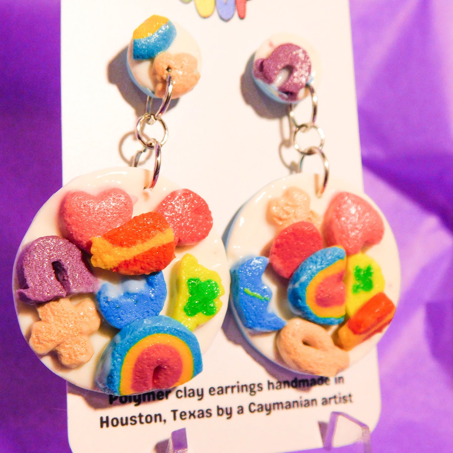 Round Lucky Charms Slab Earrings