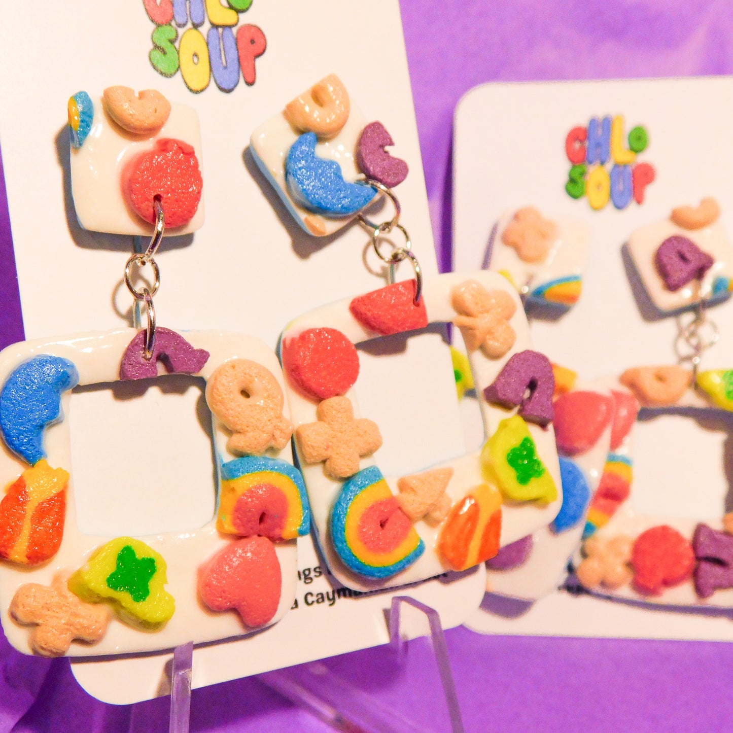 Square Lucky Charms Slab Earrings