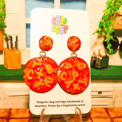 Round Alphabet Soup Slab Earrings
