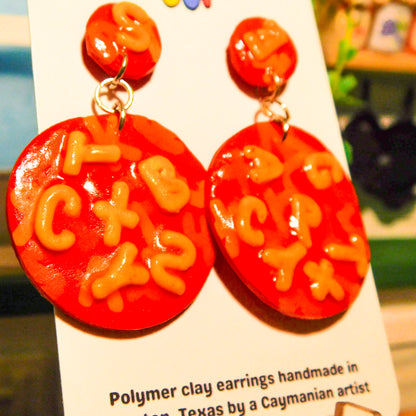 Round Alphabet Soup Slab Earrings