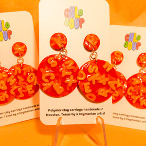 Round Alphabet Soup Slab Earrings