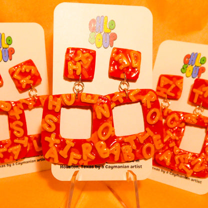 Square Alphabet Soup Slab Earrings