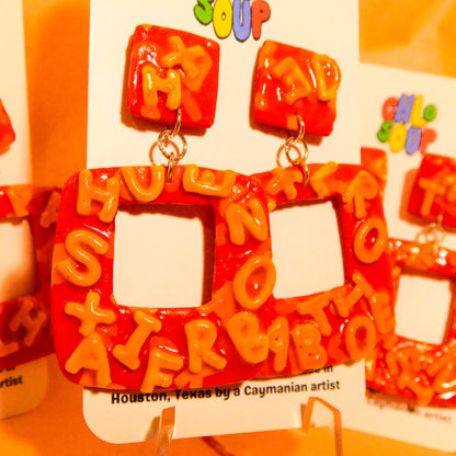 Square Alphabet Soup Slab Earrings