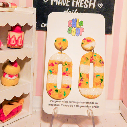 Pill-Shaped Birthday Cake Slab Earrings