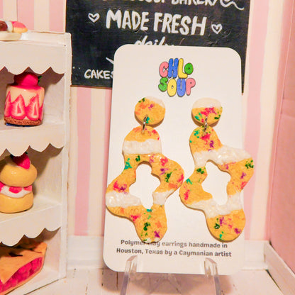 Asymmetrical Squiggle Birthday Cake Slab Earrings