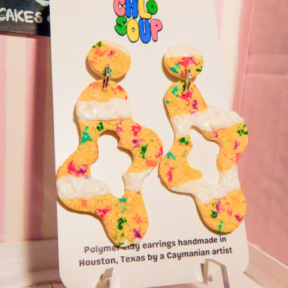 Asymmetrical Squiggle Birthday Cake Slab Earrings