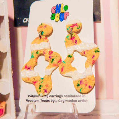Asymmetrical Squiggle Birthday Cake Slab Earrings