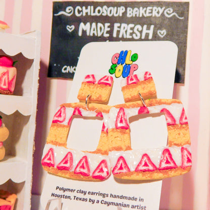 Square Strawberry Shortcake Slab Earrings