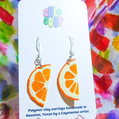 Orange Half Slice Earrings