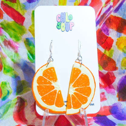 Orange Half Slice Earrings