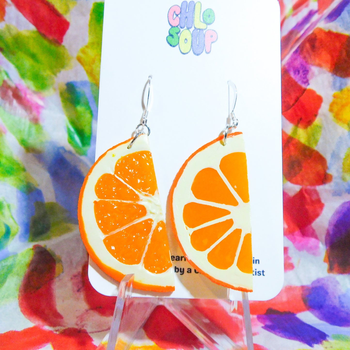 Orange Half Slice Earrings
