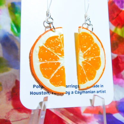 Orange Half Slice Earrings