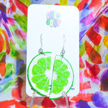 Load image into Gallery viewer, Lime Half Slice Earrings