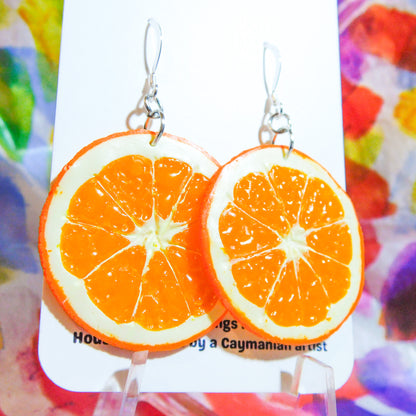 Realistic Orange Slice Earrings