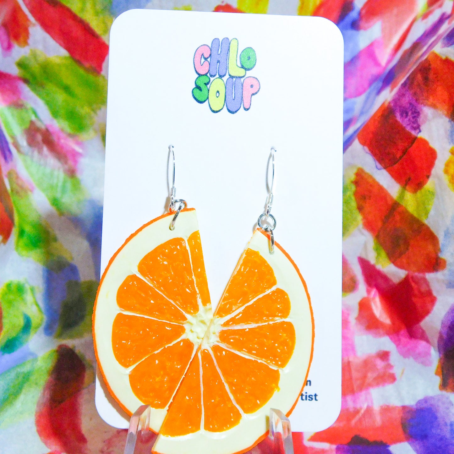 Orange Half Slice Earrings