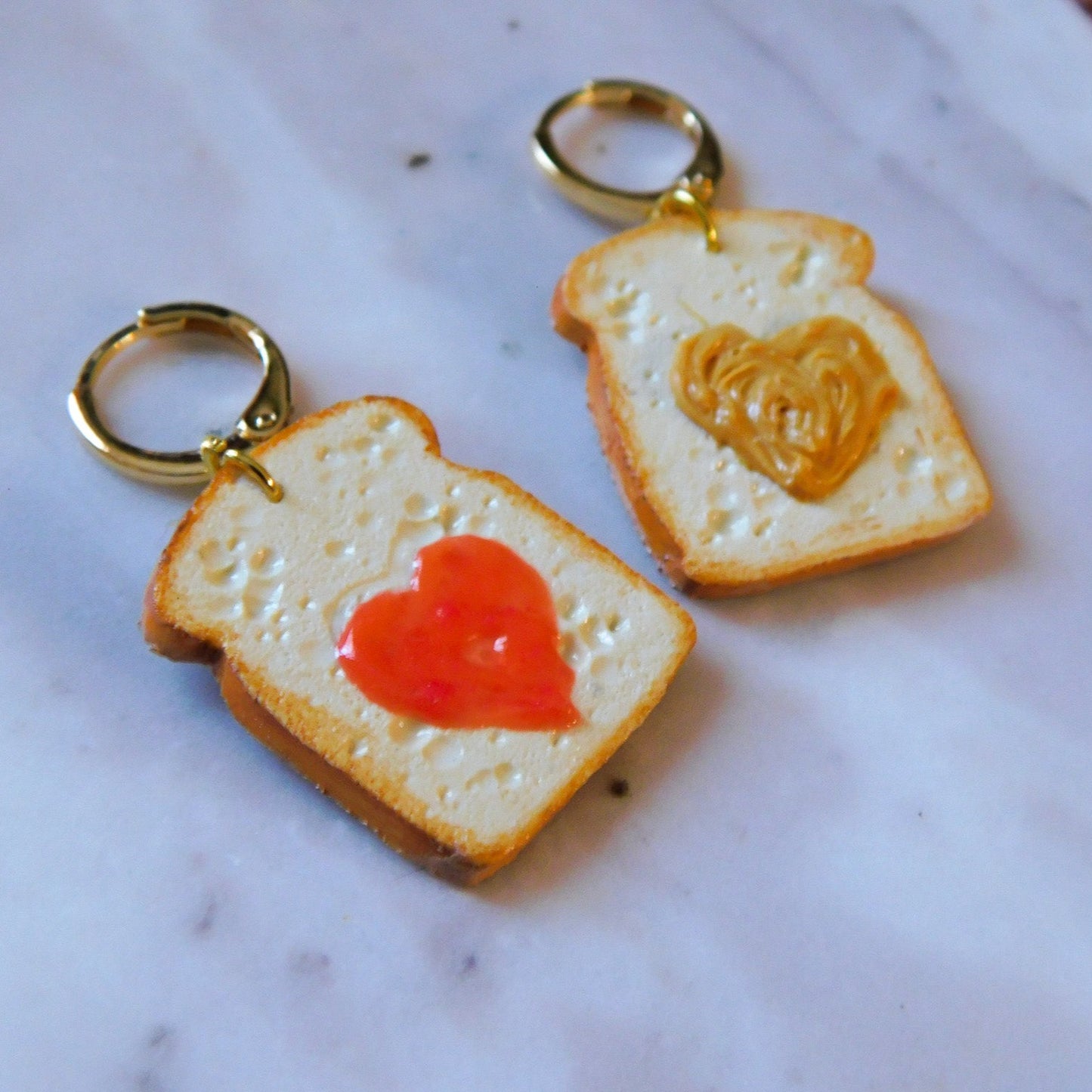 Heart Peanut Butter and Jelly Earrings