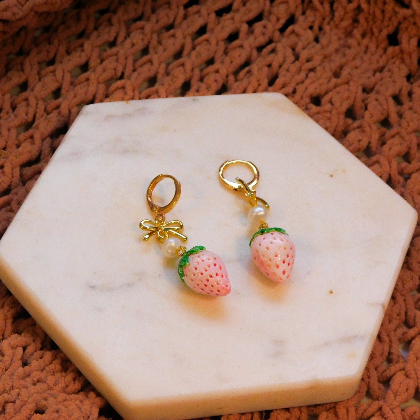 White Strawberry Pearl Earrings
