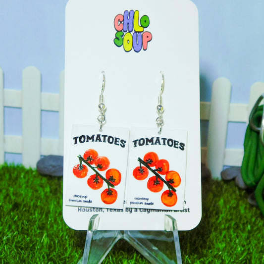 Tomato Seed Packet Earrings