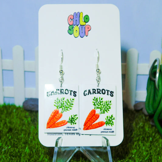 Carrot Seed Packet Earrings