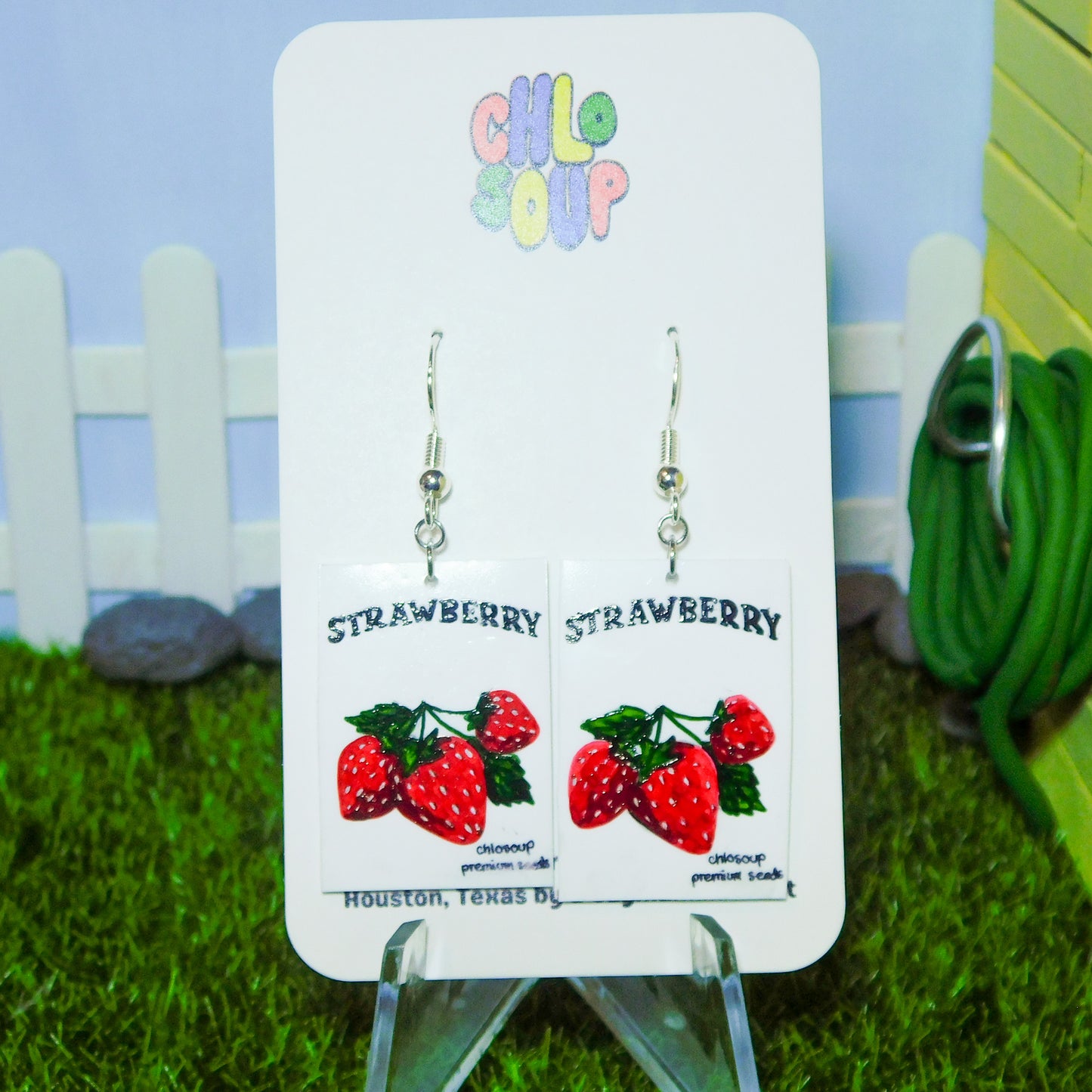 Strawberry Seed Packet Earrings