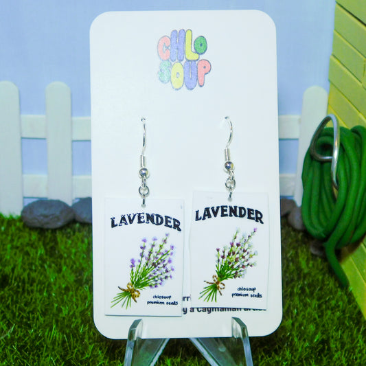 Lavender Seed Packet Earrings