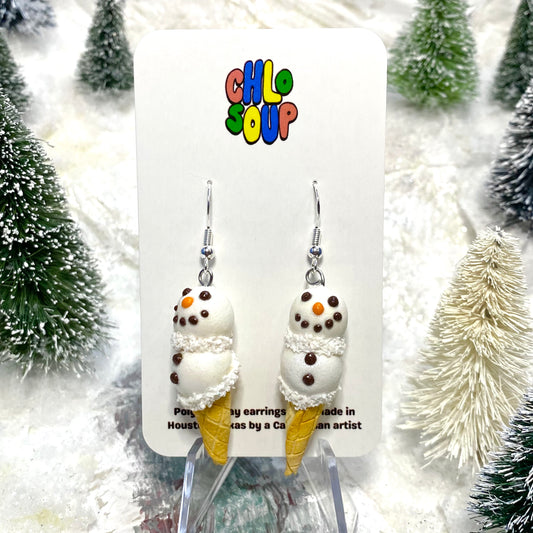 Snowman Ice Cream Earrings