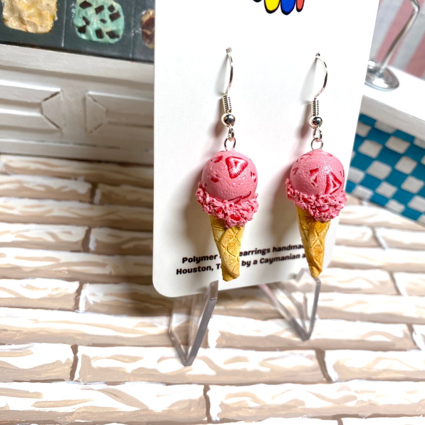 Single Scoop Strawberry Ice Cream Earrings