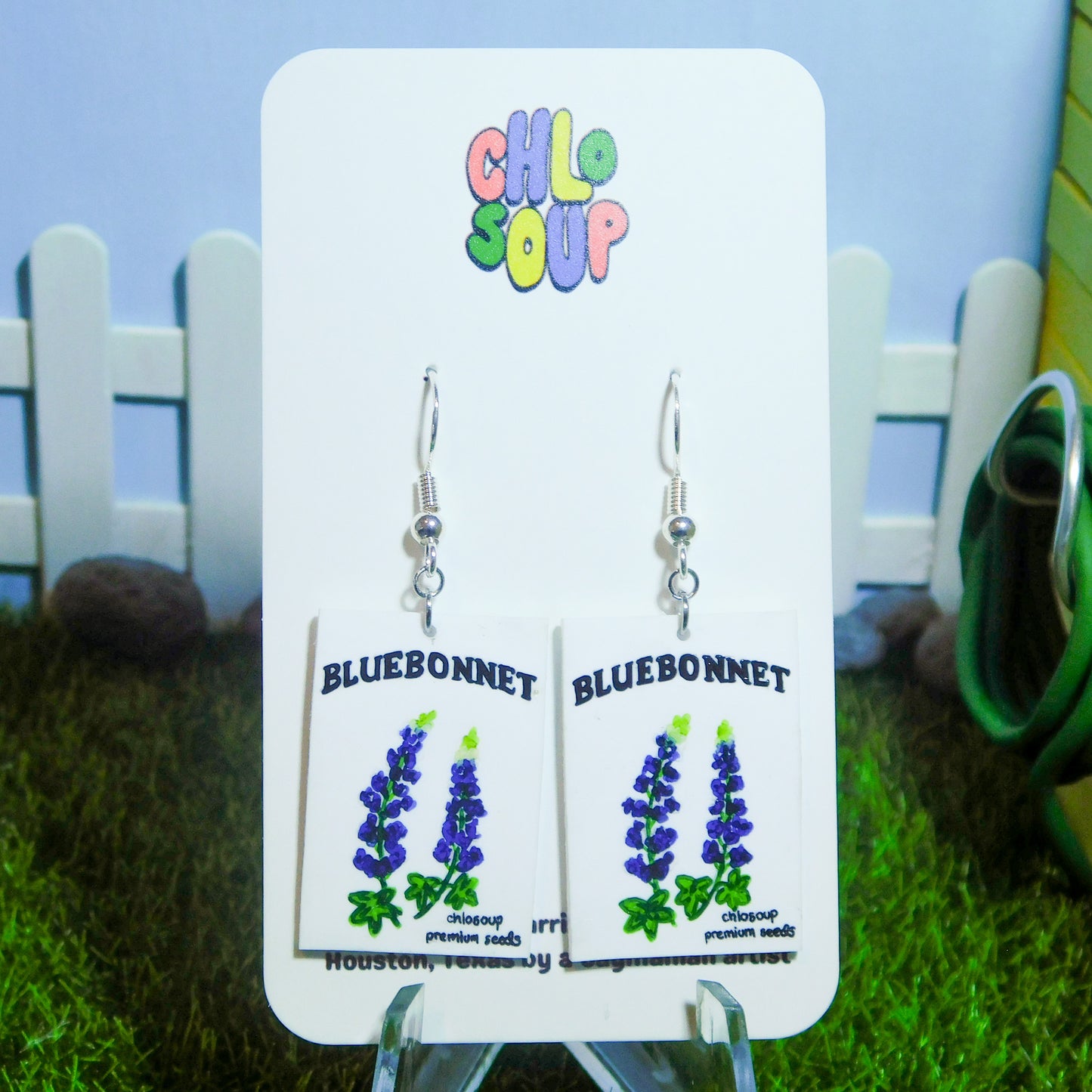 Bluebonnet Seed Packet Earrings