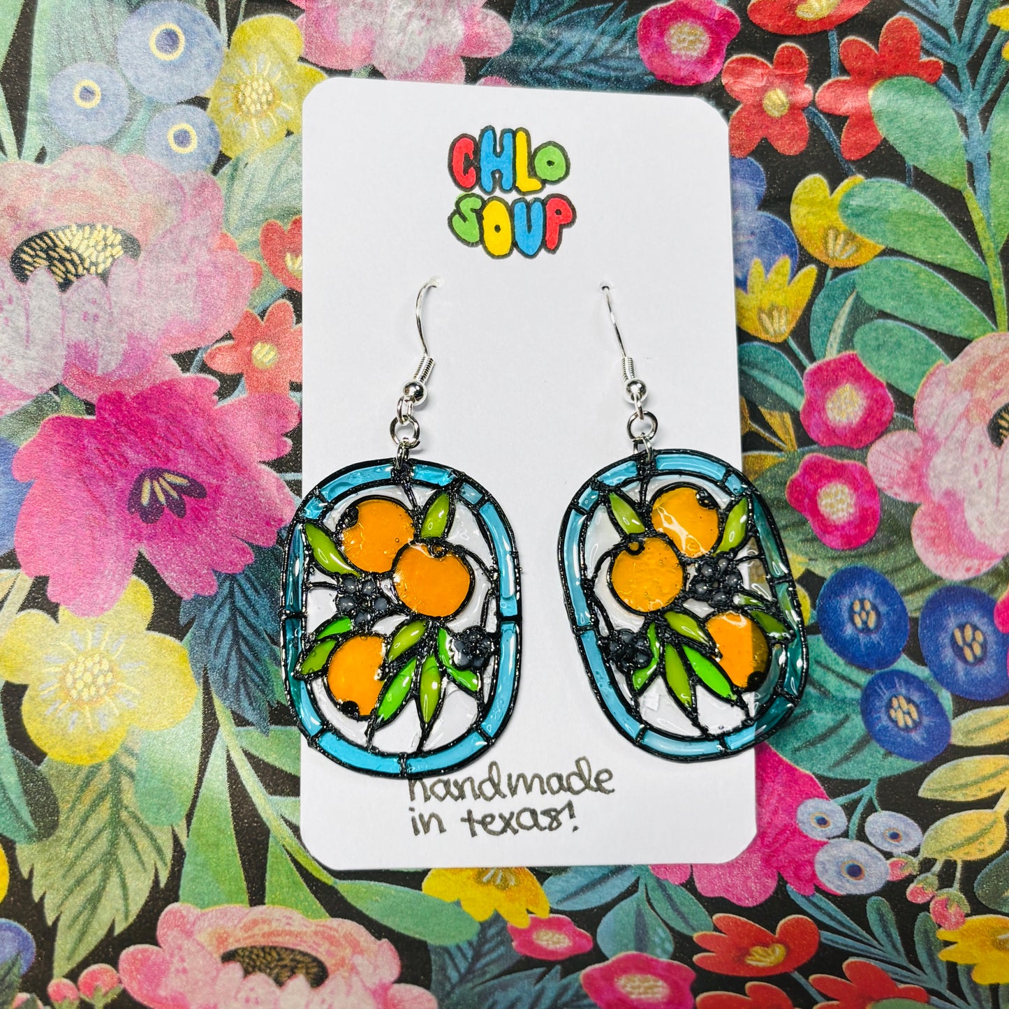 Stained 'Glass' Earrings - Orange