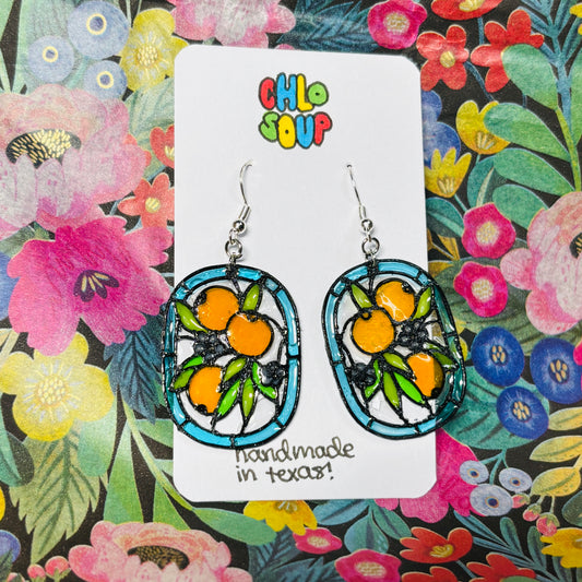 Stained 'Glass' Earrings - Orange