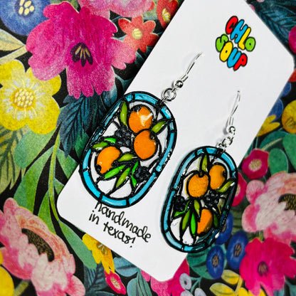 Stained 'Glass' Earrings - Orange