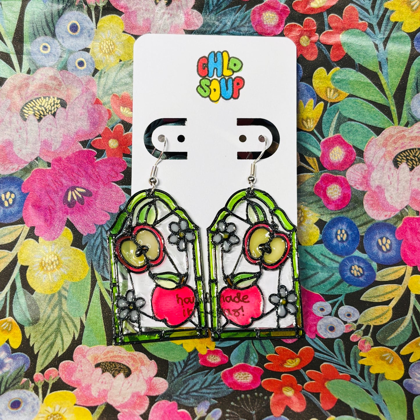 Stained 'Glass' Earrings - Apple