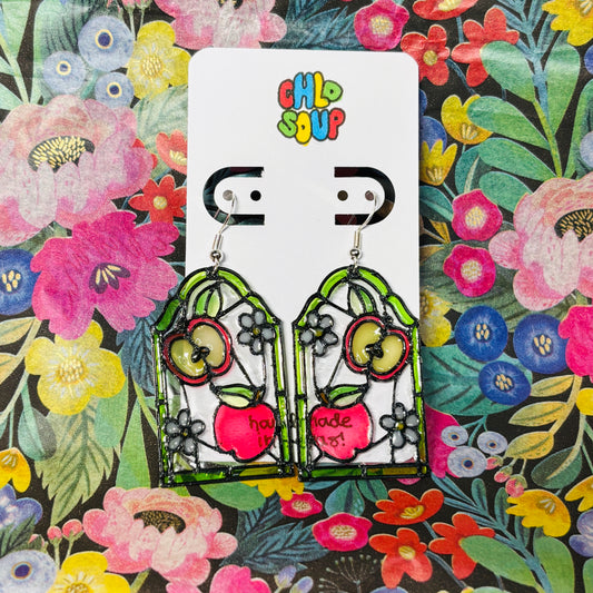 Stained 'Glass' Earrings - Apple