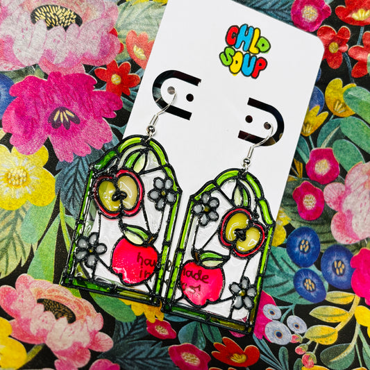 Stained 'Glass' Earrings - Apple