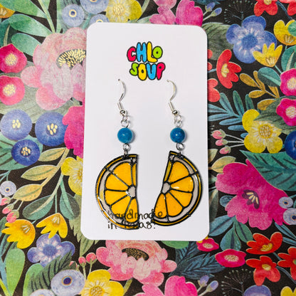 Stained 'Glass' Earrings - Orange Slice
