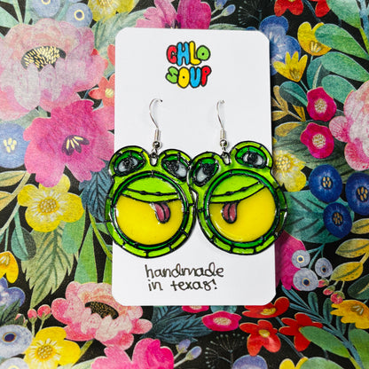 Stained 'Glass' Earrings - Froggy Friend
